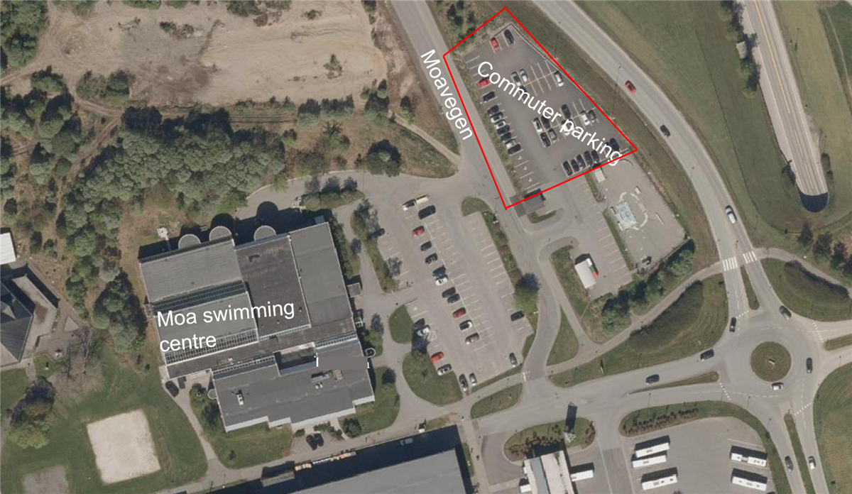 Bilde som viser område for innfartsparkering på Moa - Click for large image